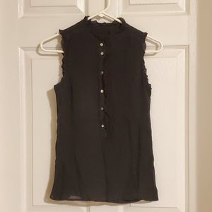 Black J Crew Silk Chiffon Top